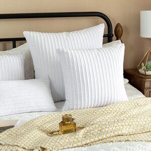 NEW White Super Soft Plush Corduroy Pillow Covers Solid Textured Large 16X16